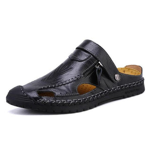 Shawbest-Men's Genuine Leather Soft Breathable Sandals