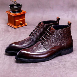 Shawbest-Men's Genuine Leather Vintage Ankle Boots
