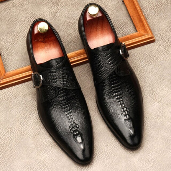 Shawbest-Men Genuine Leather Dress Shoes