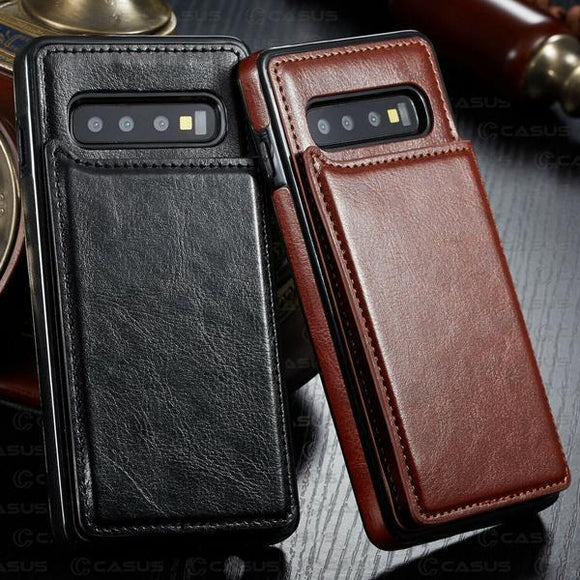 Retro PU Leather Wallet Magnet Multi Card Case For Samsung