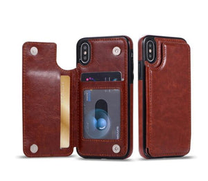 Luxury Retro Leather Card Slot Holder Cover Case For iPhone