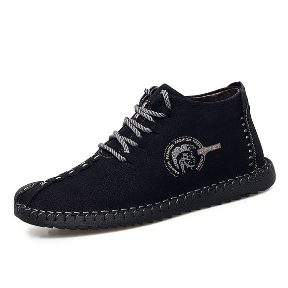 Men's Leather Plush Lining Casual Boots