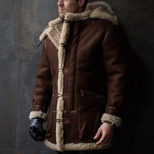 Shawbest-Mens Warm Plus Velvet Thick Retro Coat