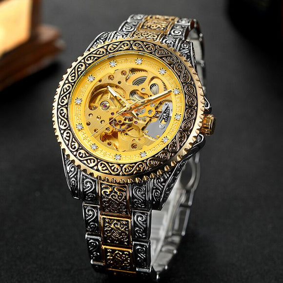 Shawbest-Men Luxury Diamond Skeleton Watch