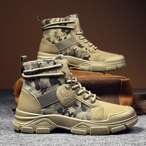 Shawbest-Men Camouflage Desert Boots