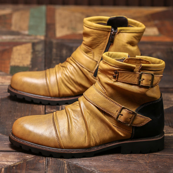 Shawbest-New Mens Britsh Vintage Leather Boots