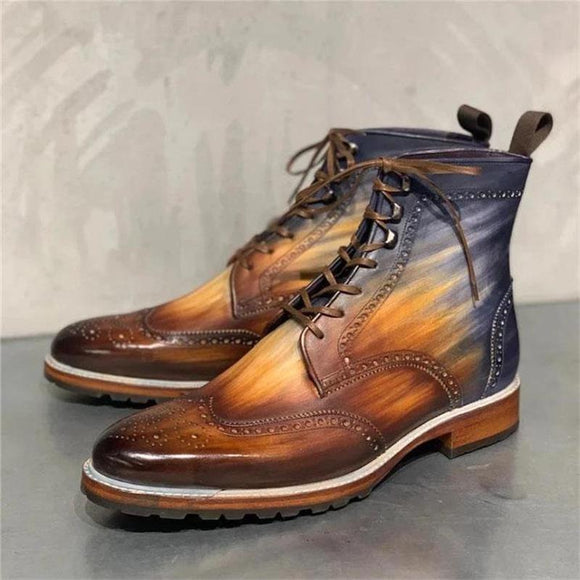 Shawbest-Men's Leather Vintage Martin Boots