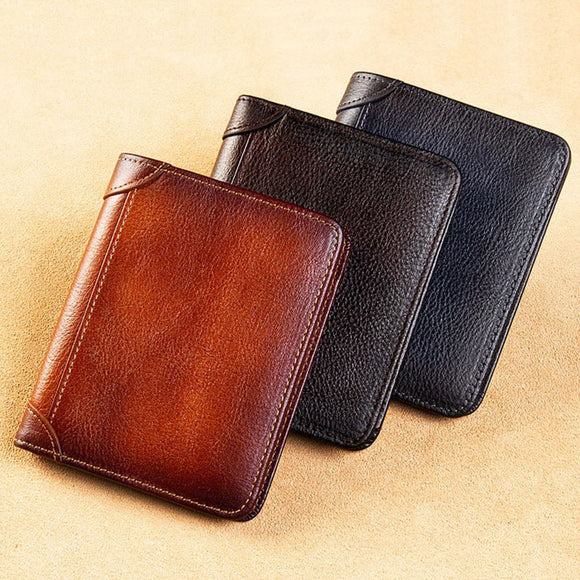 Shawbest-Ultra Thin Men Genuine Leather Wallet