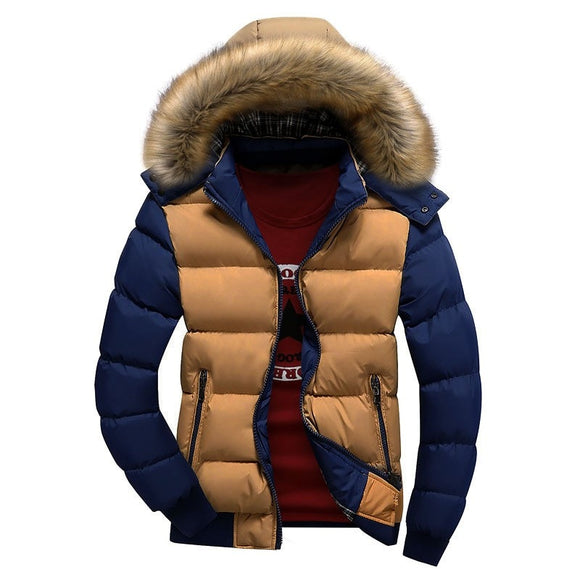 Shawbest-Men Winter Warm Fur Hooded Jacket