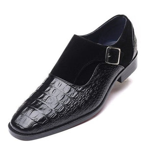 Shawbest-Mens Crocodile Pattern Luxury Buckle Shoes