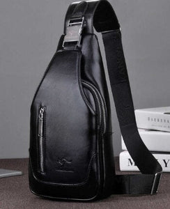 Shawbest-Men Leather Chest Bags With USB Charge