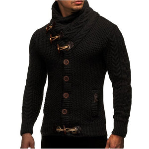 Shawbest-Men's Fashion Horn Button Stand Collar Sweater
