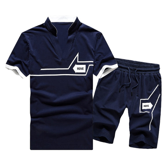 Shawbest-Men Short Sleeve Stand Collar Tracksuits