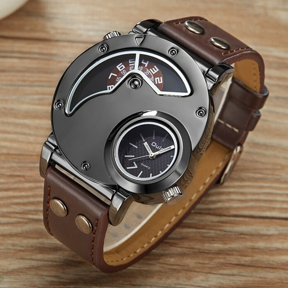Shawbest-Double Time Leather Quartz Watch
