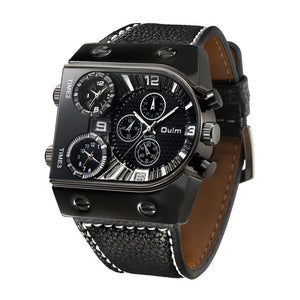 Shawbest-Mens Quartz Casual Leather Strap Wristwatch