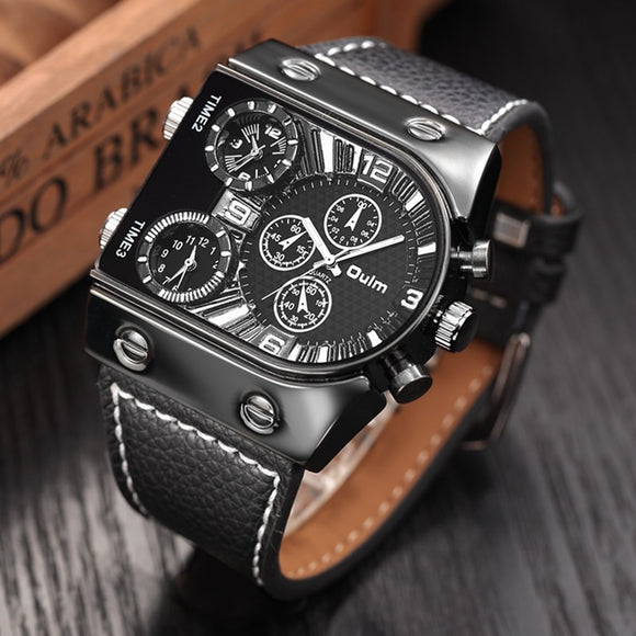 Shawbest-Mens Quartz Casual Leather Strap Wristwatch