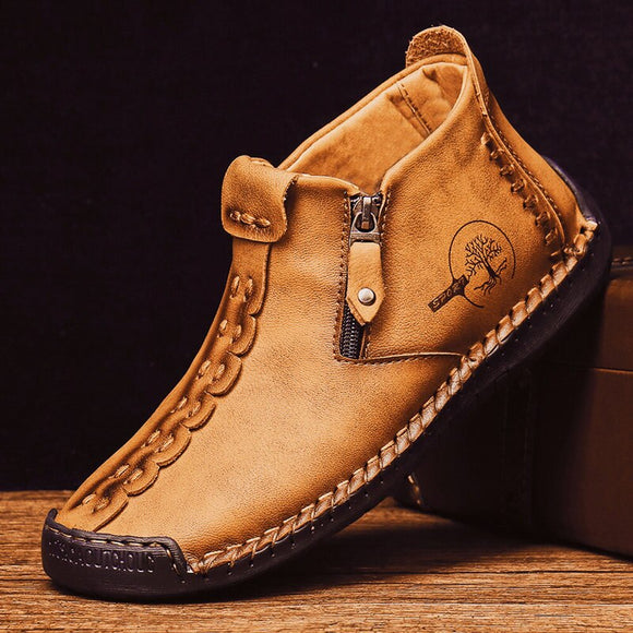 Shawbest-Men Vintage Leather Ankle Boots