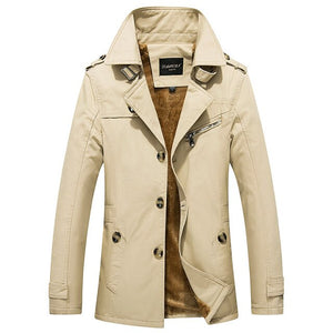 Shawbest-Men's Autumn Winter Fleece Windbreaker Jacket