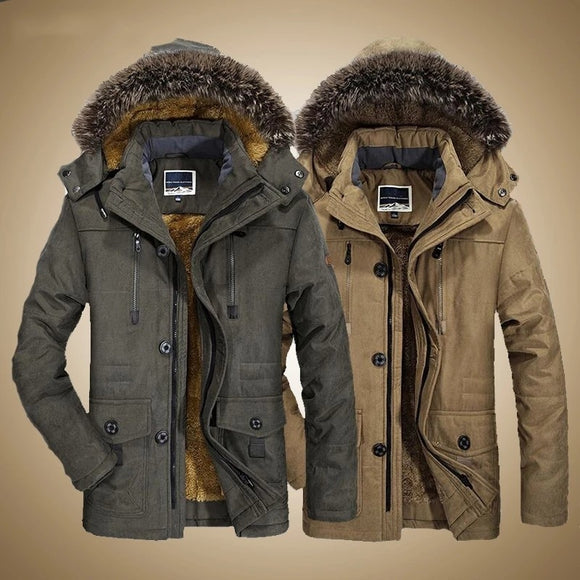 Shawbest-Winter Men's Fur Collar Windproof Parkas