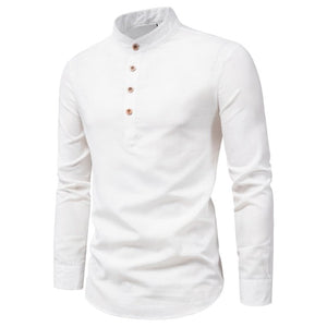Shawbest-Men's Solid Color Linen Shirts