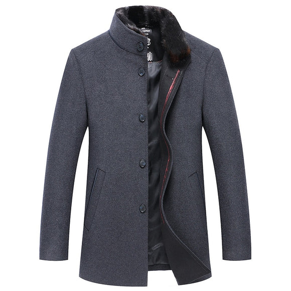 Shawbest-Men's Thickened Business Casual Woolen Coat