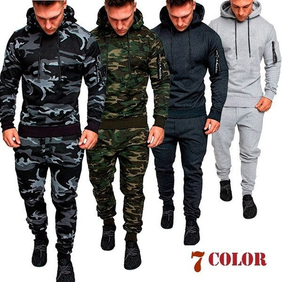 Shawbest-Mens Camouflage Slim Fit Tracksuit