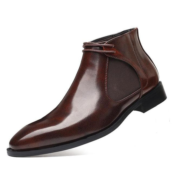 Shawbest-Mens Handmade Genuine Leather Ankle Boots