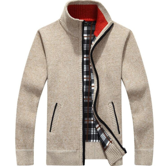 Shawbest - New Men Warm Cashmere Casual Zipper Jacket