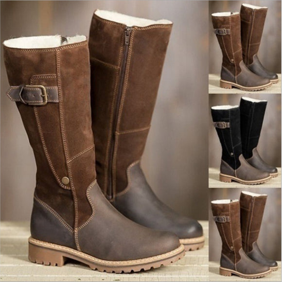 Shawbest-Women Winter Plush Warm Kneel High Boots