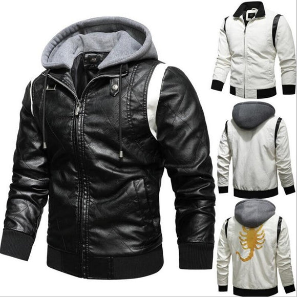 Shawbest-Men Fashion Embroidered Leather Jackets