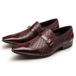 Shawbest-New Men Business Buckle Leather Shoes