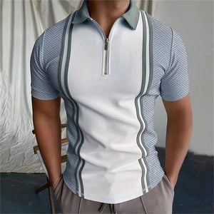 Shawbest-New Men Summer Striped Casual Polo Shirts