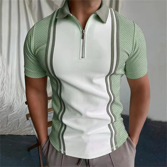 Shawbest-New Men Summer Striped Casual Polo Shirts