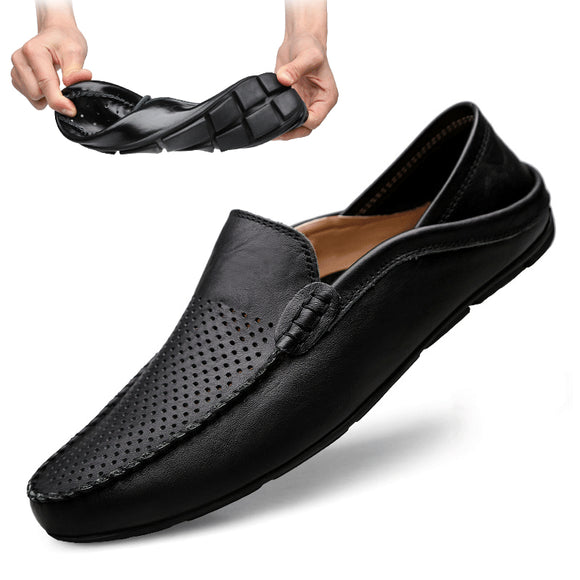 Shawbest-New Mens Genuine Leather Light Loafers