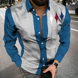 Shawbest-Men New Patchwork Striped Printed Shirts