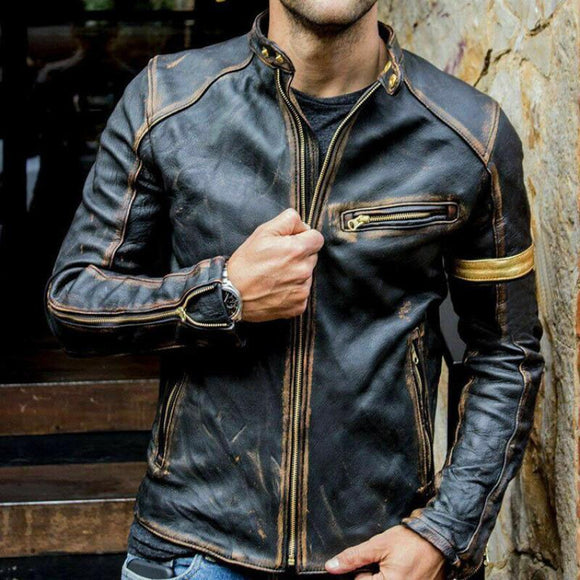 Shawbest-New Vintage Men Leather Jacket