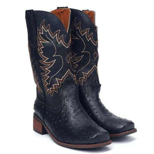 Shawbest-New Retro Embroidered Mid-tube Boots