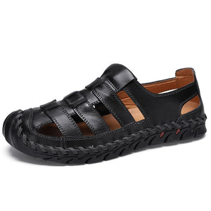 Shawbest-New Summer Male Genuine Leather Sandals