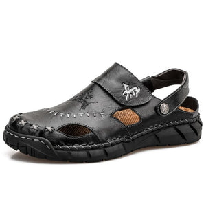 Shawbest-Men Leather Classic Roman Sandals