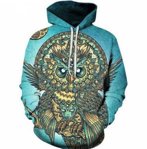 Owl 3D Hoodies Men Sweatshirt