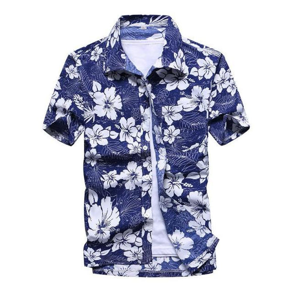 Shawbest-Palm Tree Printed Hawaiian Beach Shirt
