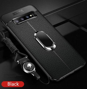 Shawbest - Magnetic Ring PU Leather Soft Silicone TPU Holder Cover For Samsung Galaxy Note 20 Ultra