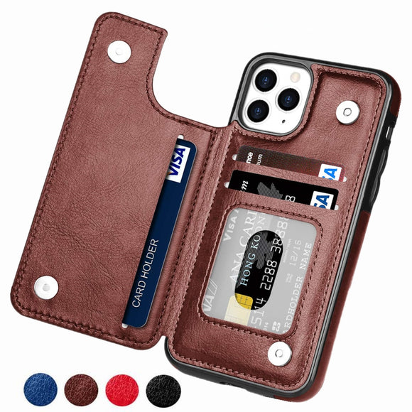 Luxury Retro Leather Card Slot Holder Cover Case For iPhone