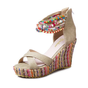 Shawbest-Summer Women Colorful Beads Sandals