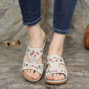 Shawbest-Summer Women Vintage Wedge Sandals