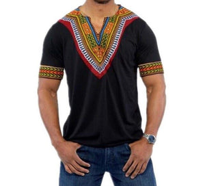 Men's V-neck Print African Ethnic Style T-shirt