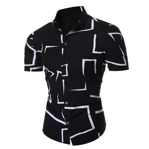 Shawbest-Men Trendy Geometric Print Button Shirt