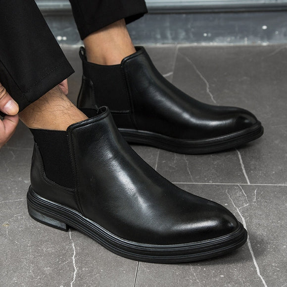 Shawbest-Men Leather Fashion Chelsea Boots