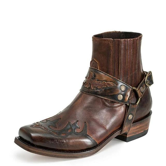 Shawbest-PU Leather Men's Riding Western Boots