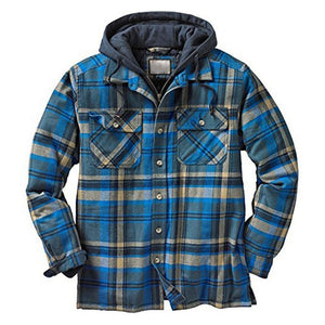 Shawbest-Men's Plaid Hooded Thick Warm Coat